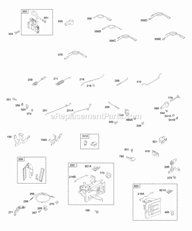 Controls Governor Spring Ignition Diagram and Parts List for 092202-1242-E1  Briggs and Stratton Engine